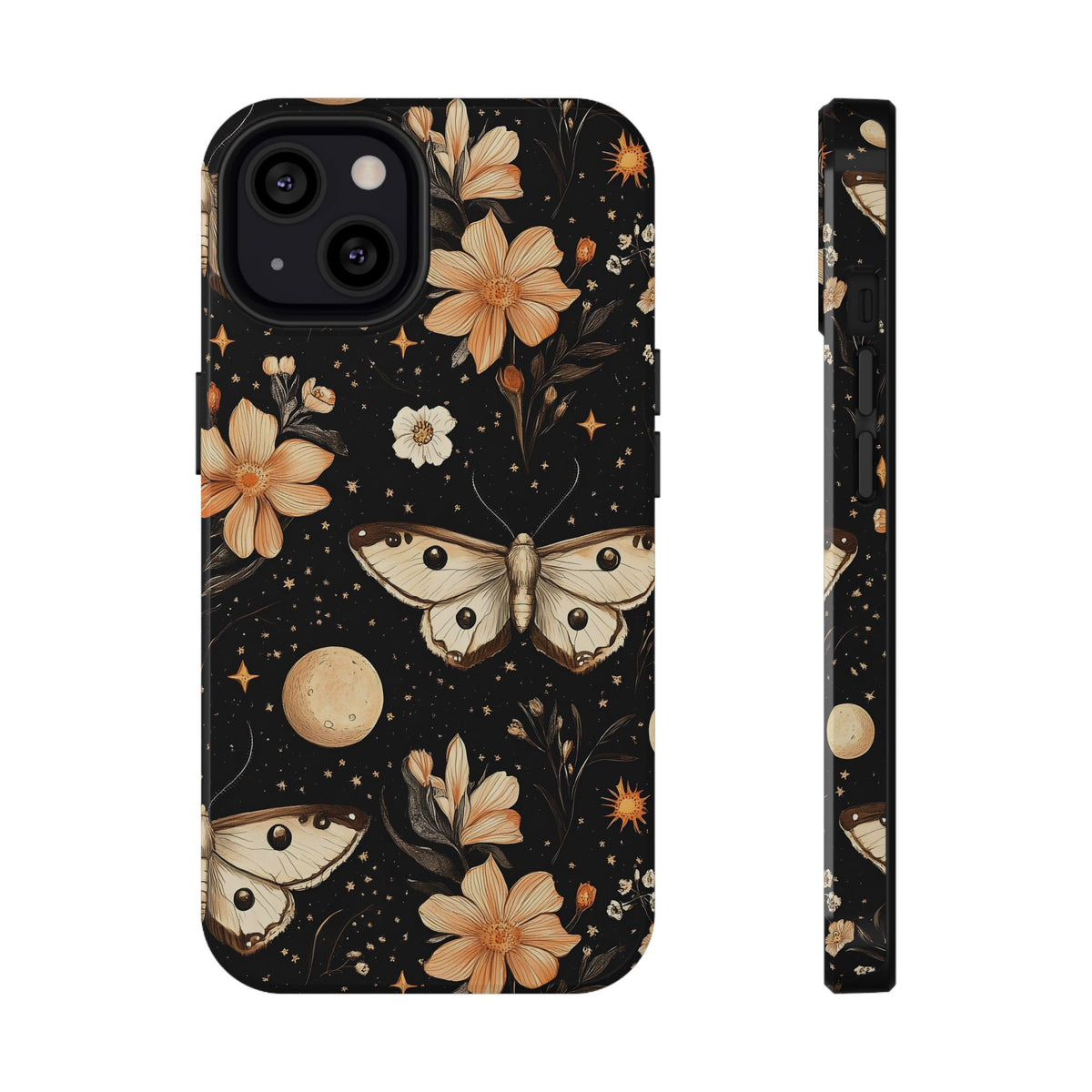 Celestial Moth protective phone case for iPhone 13, glossy finish