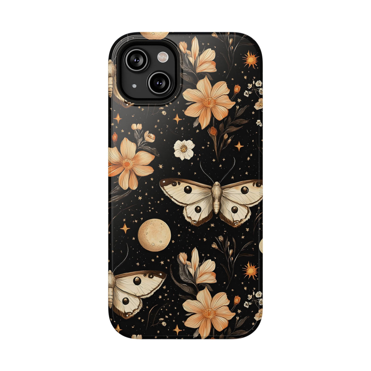 Celestial Moth protective phone case for iPhone 14 Plus, glossy finish