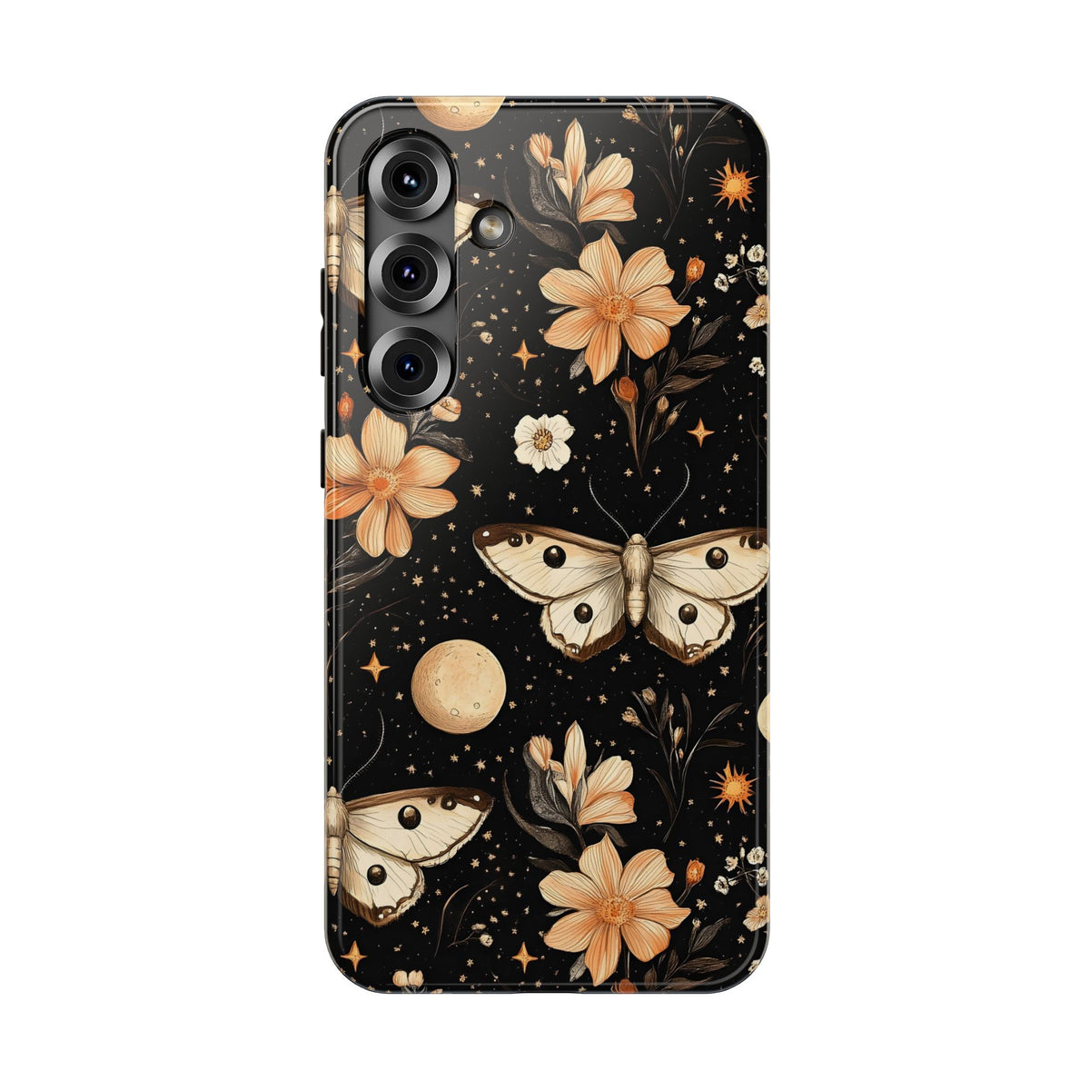 Celestial Moth protective phone case for Samsung Galaxy S25 Plus, glossy finish