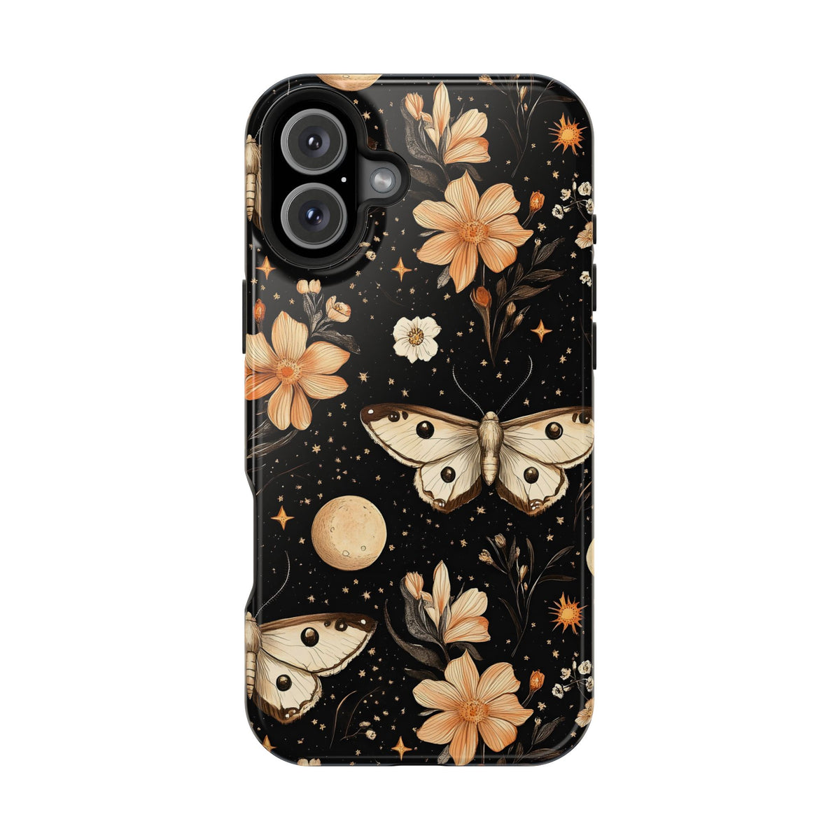 Celestial Moth MagSafe case for iPhone 16 Plus, glossy finish