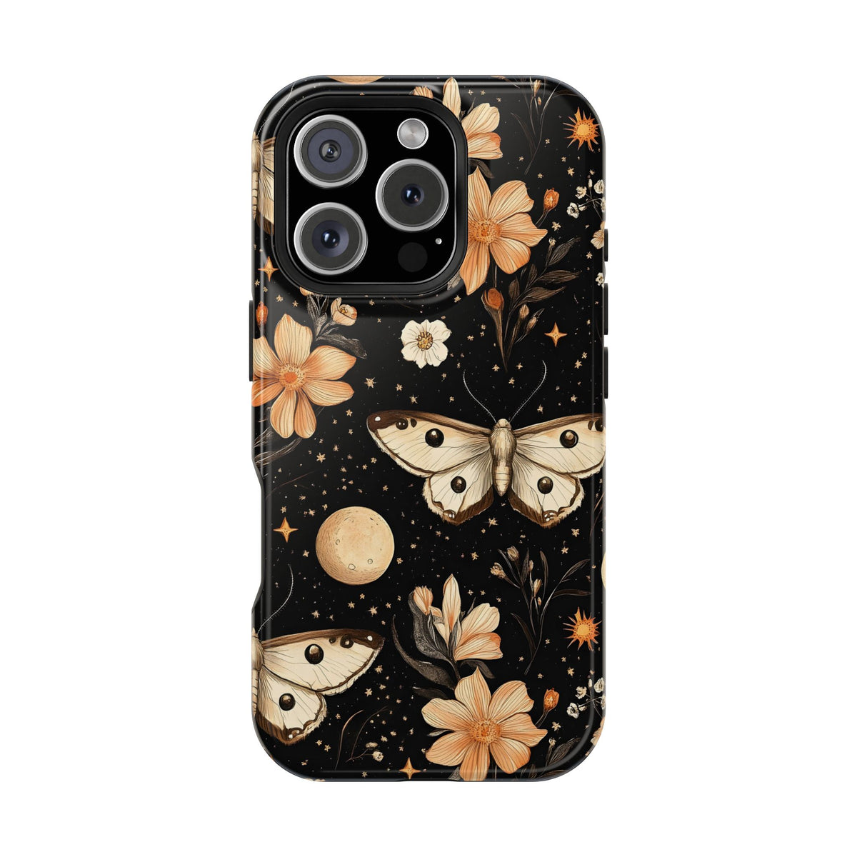 Celestial Moth MagSafe case for iPhone 16 Pro, glossy finish