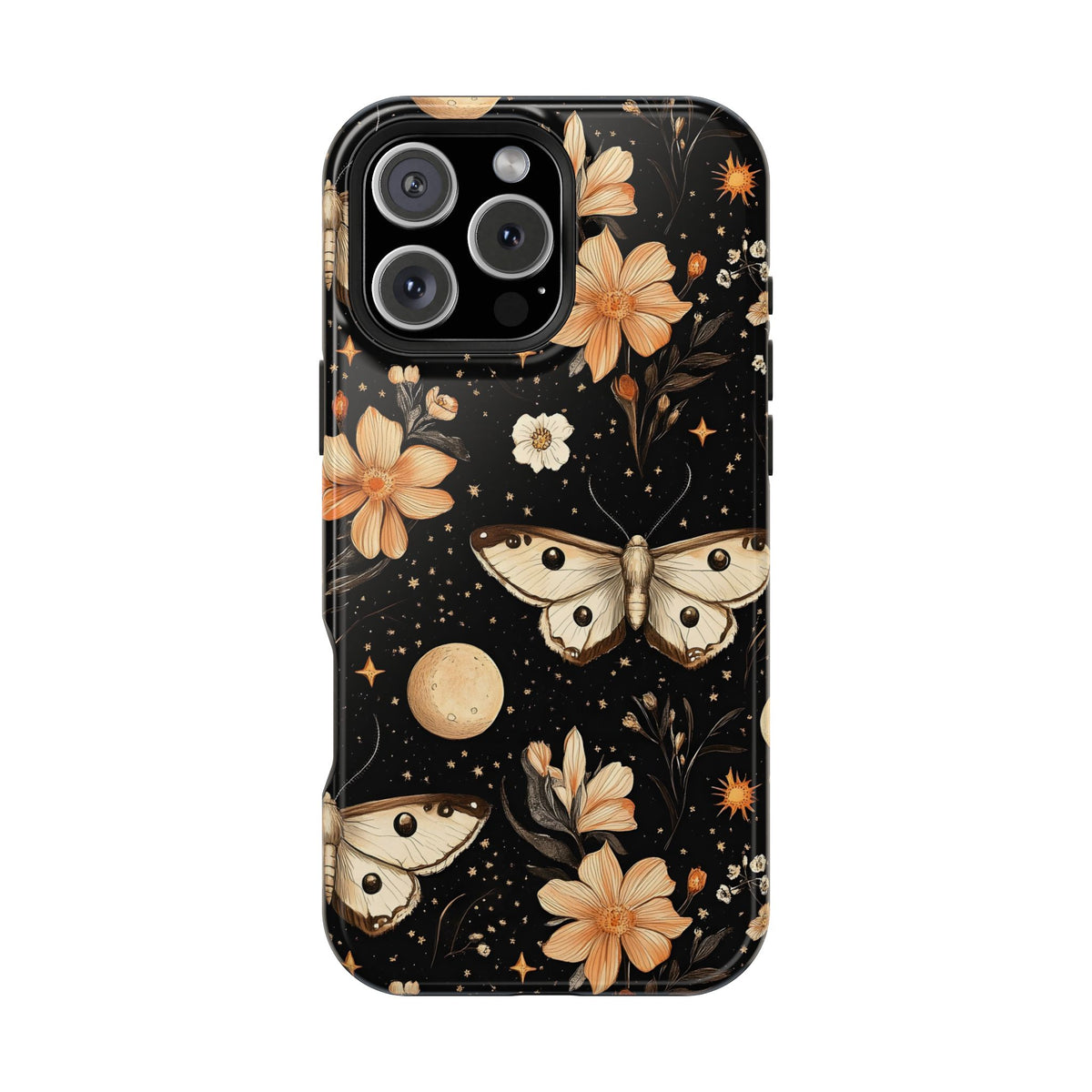 Celestial Moth MagSafe case for iPhone 16 Pro Max, glossy finish