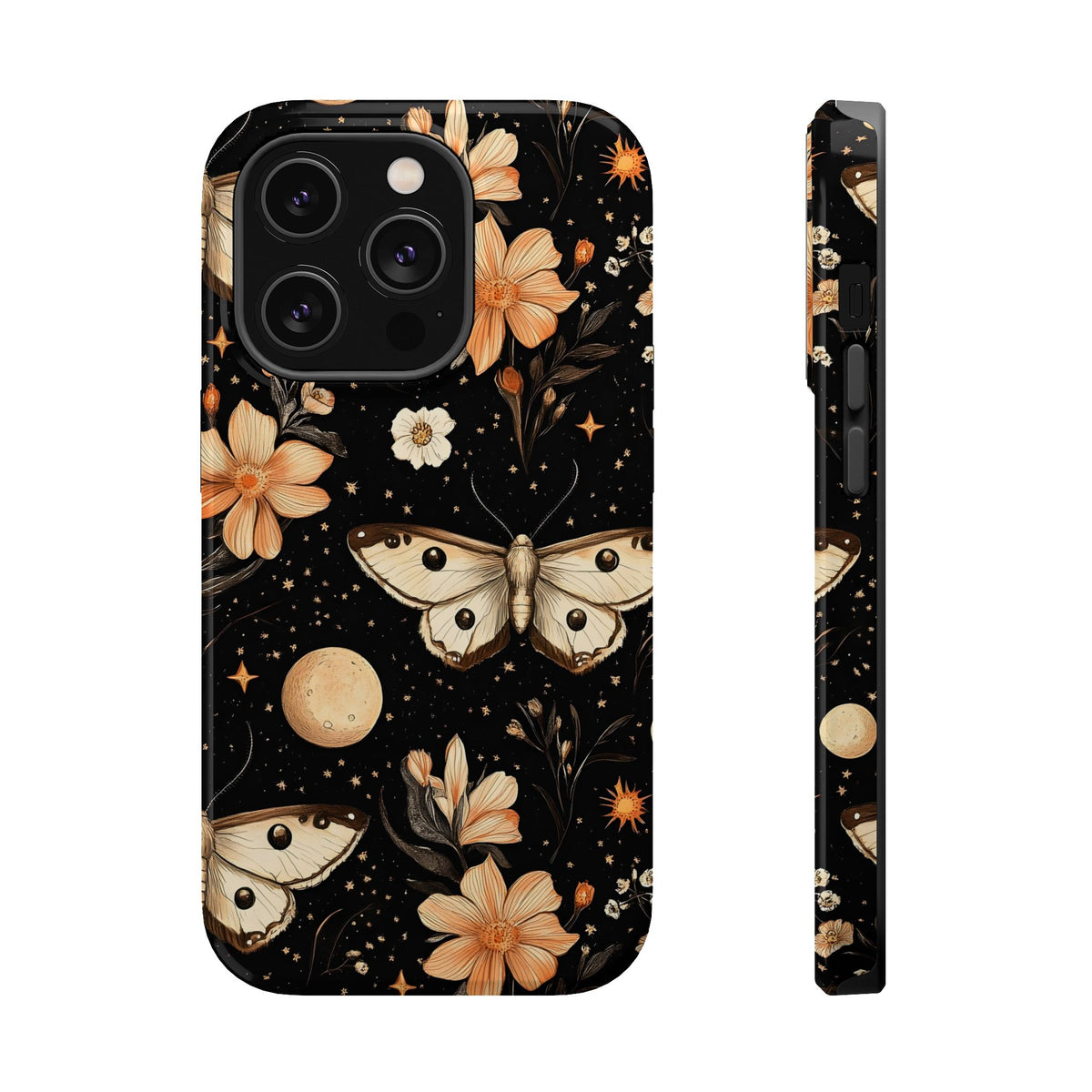 Celestial Moth MagSafe case for iPhone 14 Pro, glossy finish