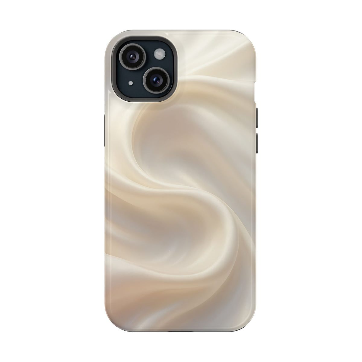 Champagne Satin protective phone case for iPhone 15 Plus, glossy finish