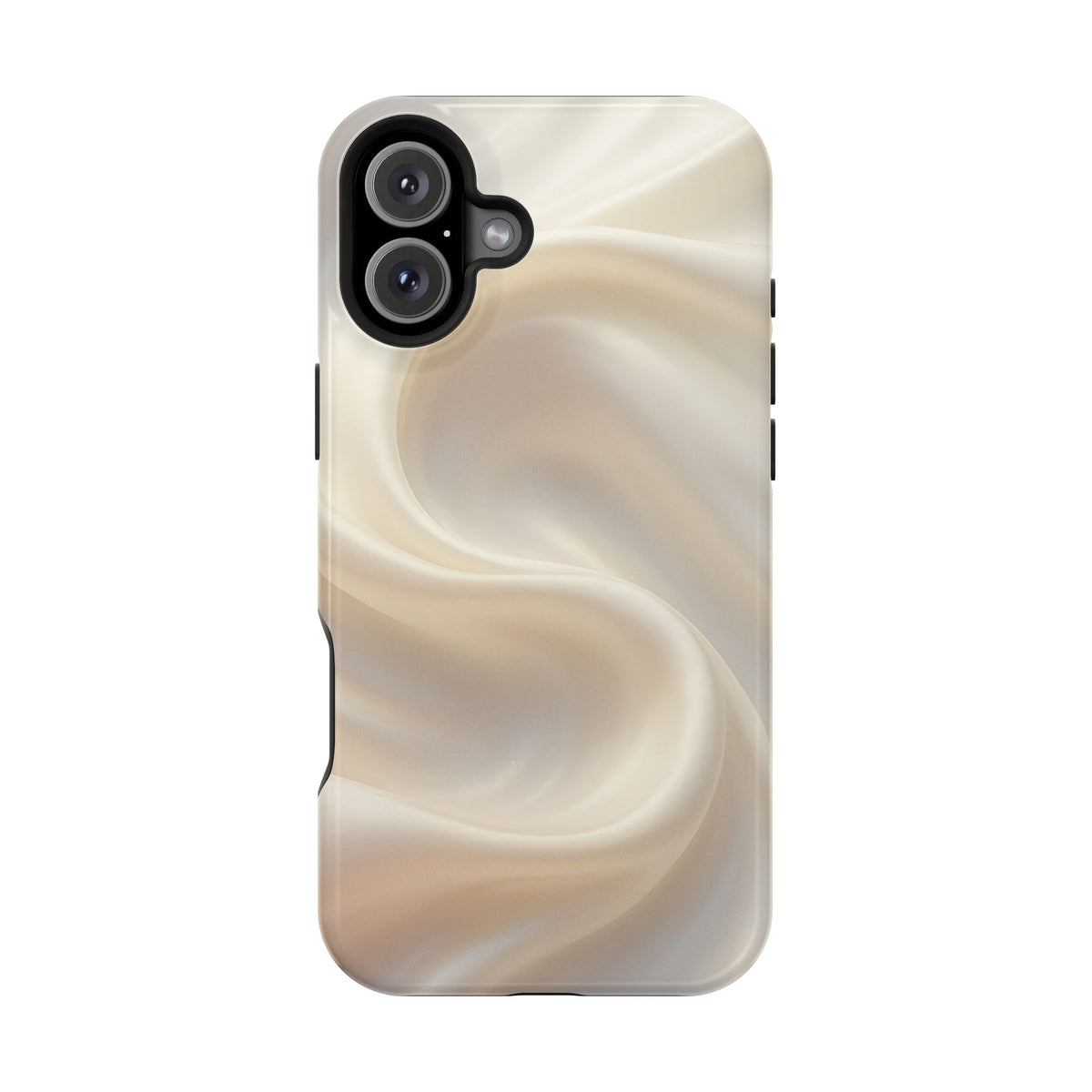 Champagne Satin protective phone case for iPhone 16 Plus, glossy finish