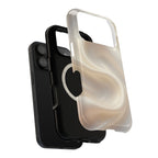 Champagne Satin MagSafe case, close-up of the dual-layer construction