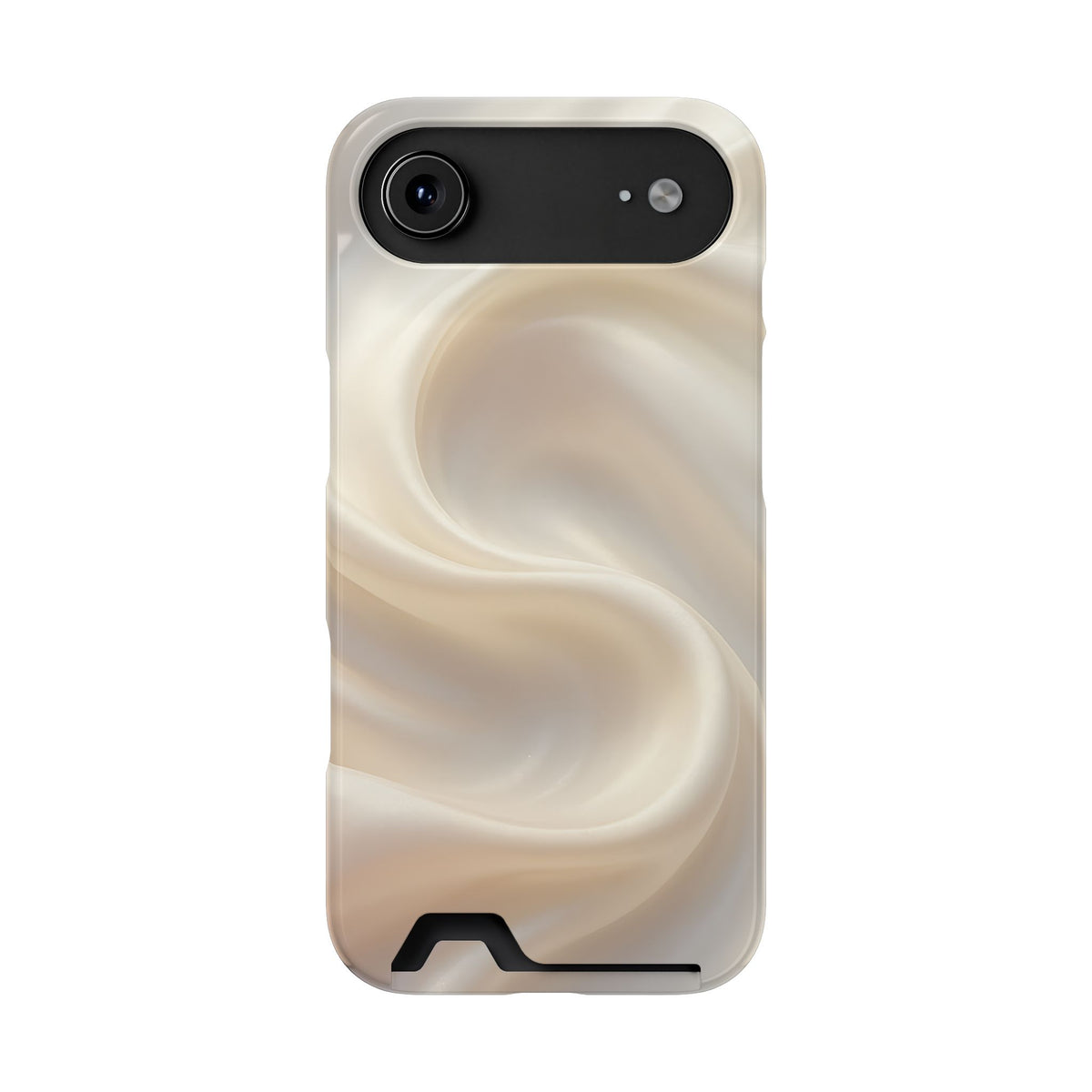 Champagne Satin phone case with card holder for iPhone 17 Air, glossy finish