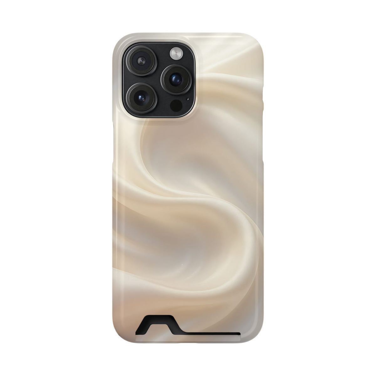 Champagne Satin phone case with card holder for iPhone 15 Pro Max, glossy finish