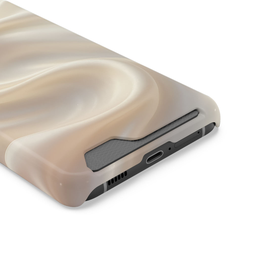 Champagne Satin phone case with card holder, close-up of the card slot