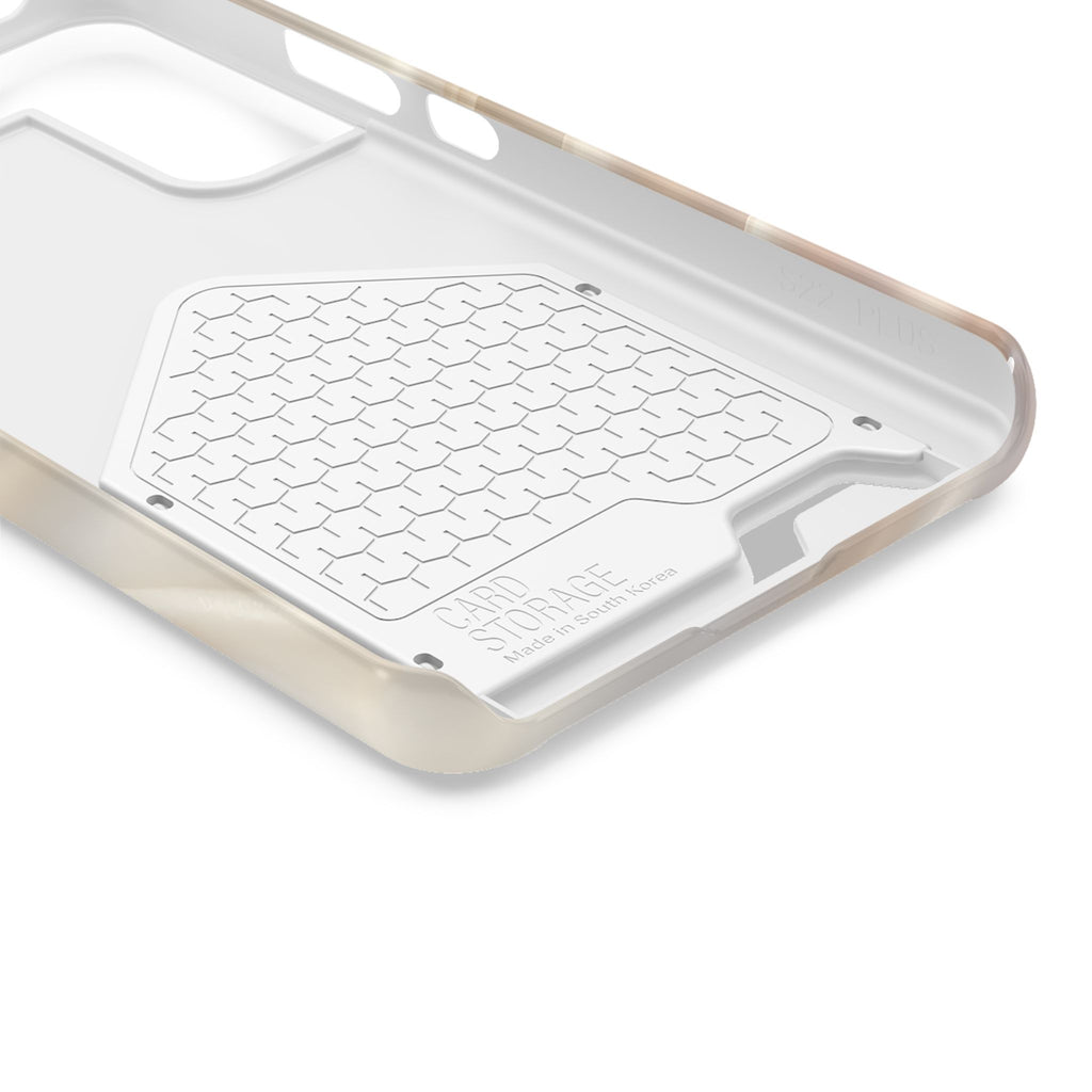 Champagne Satin phone case with card holder, close-up of the inside