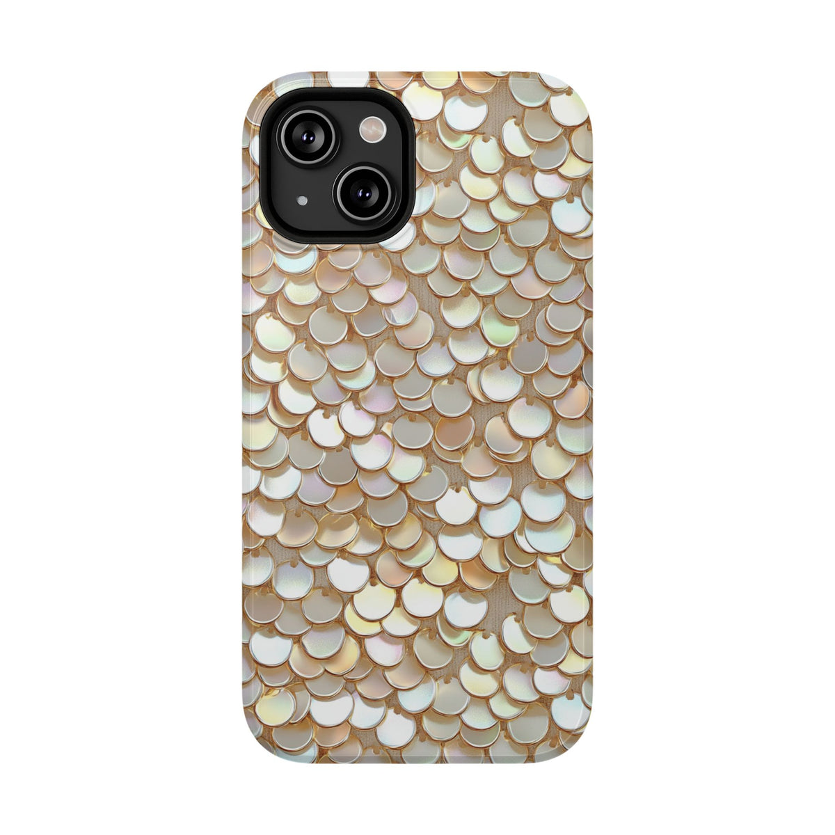 Champagne Sequin protective phone case for iPhone 14, glossy finish