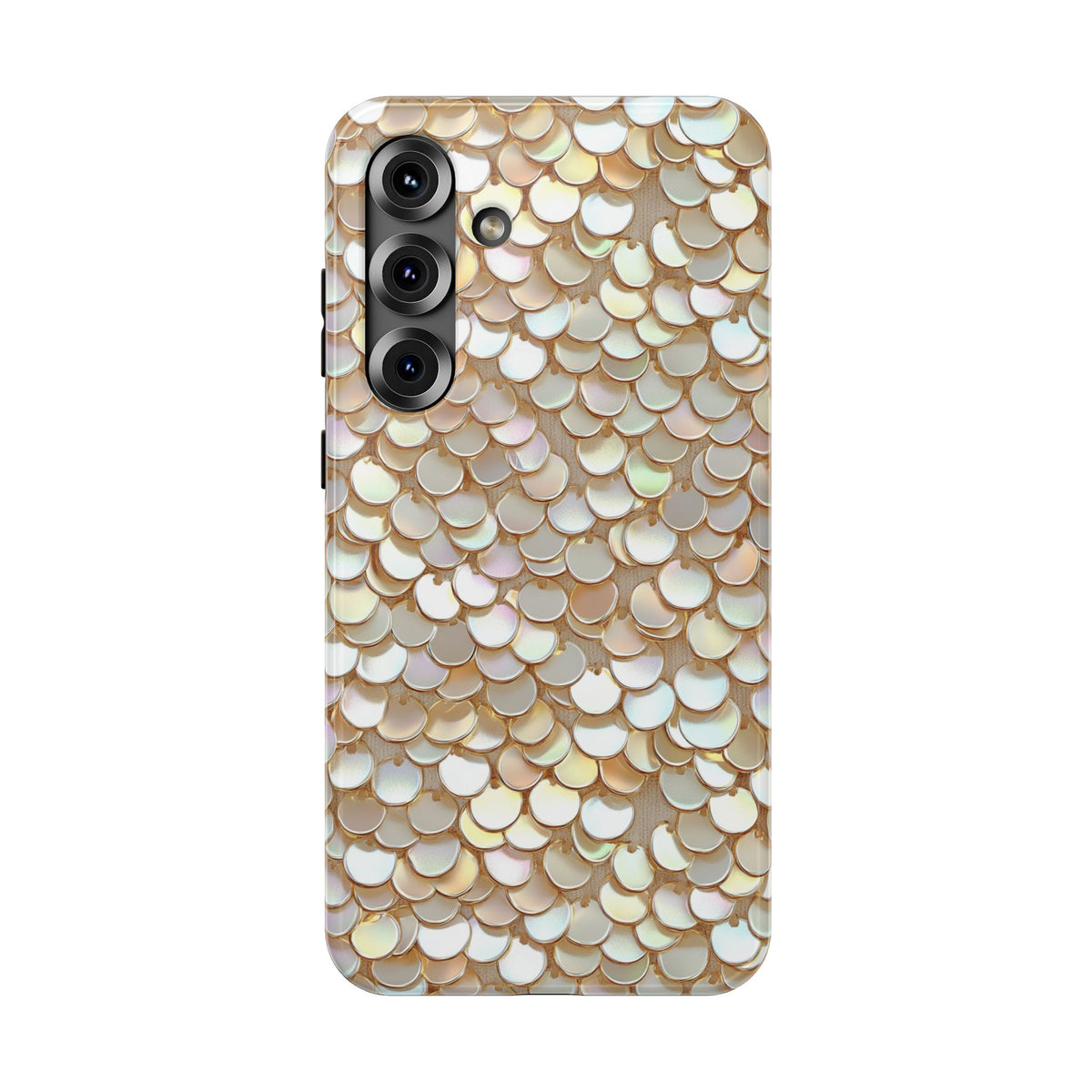 Champagne Sequin protective phone case for Samsung Galaxy S25 Plus, glossy finish