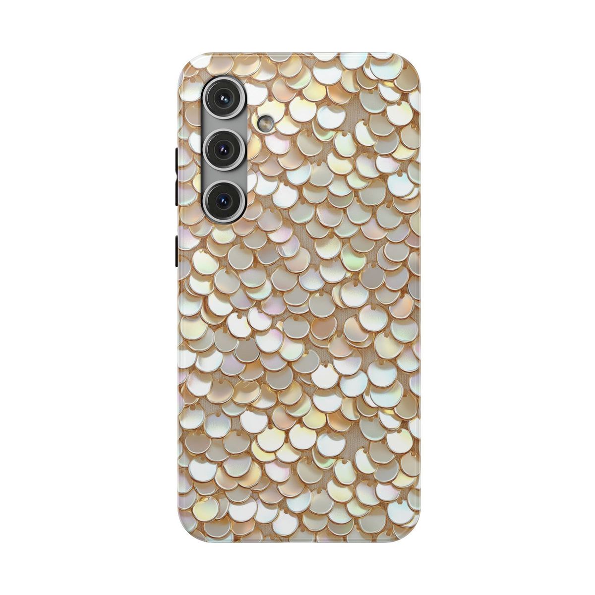 Champagne Sequin protective phone case for Samsung Galaxy S24 Plus, glossy finish