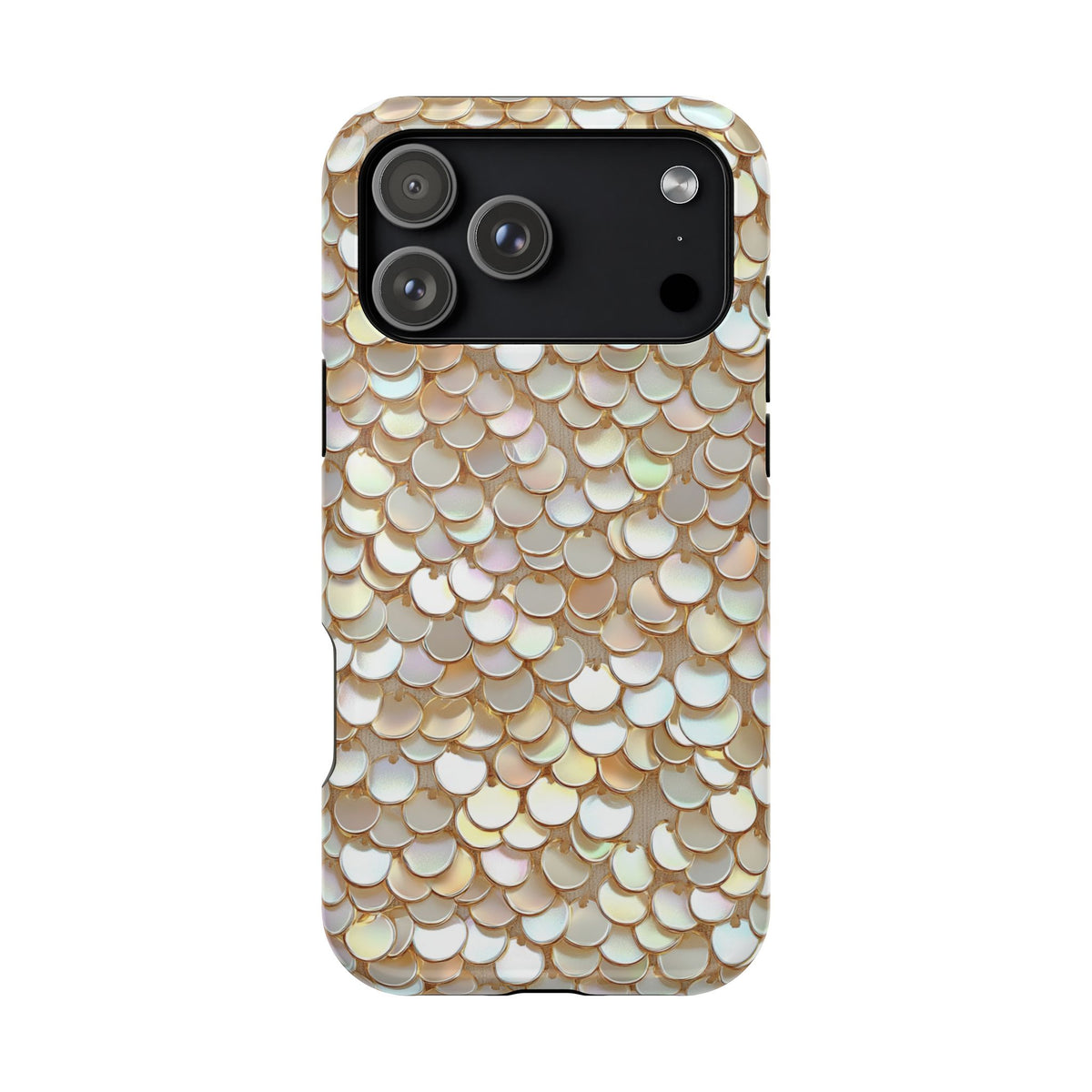 Champagne Sequin protective phone case for iPhone 18 Pro Max, glossy finish