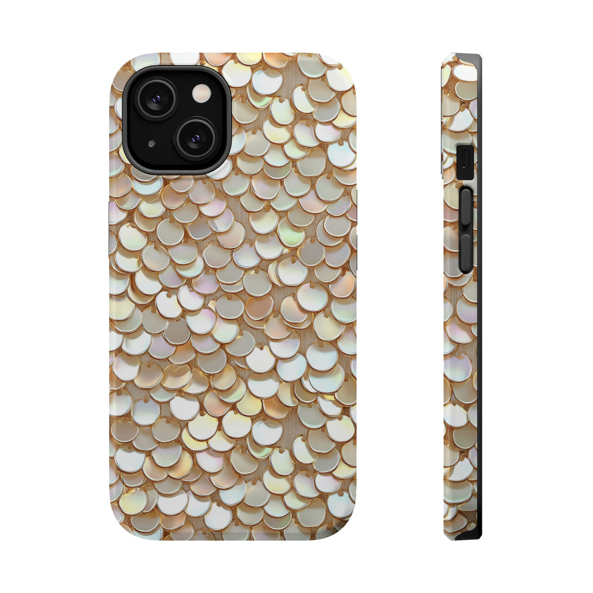 Champagne Sequin MagSafe case for iPhone 14, glossy finish