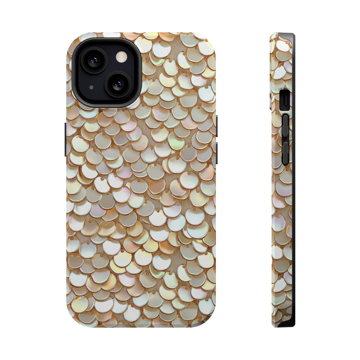 Champagne Sequin MagSafe case for iPhone 13, glossy finish
