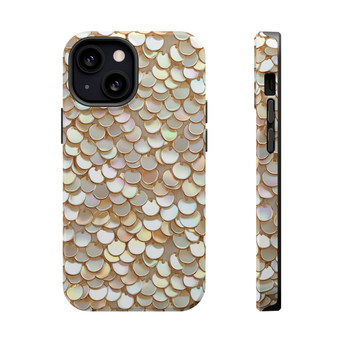 Champagne Sequin MagSafe case for iPhone 13 Mini, glossy finish