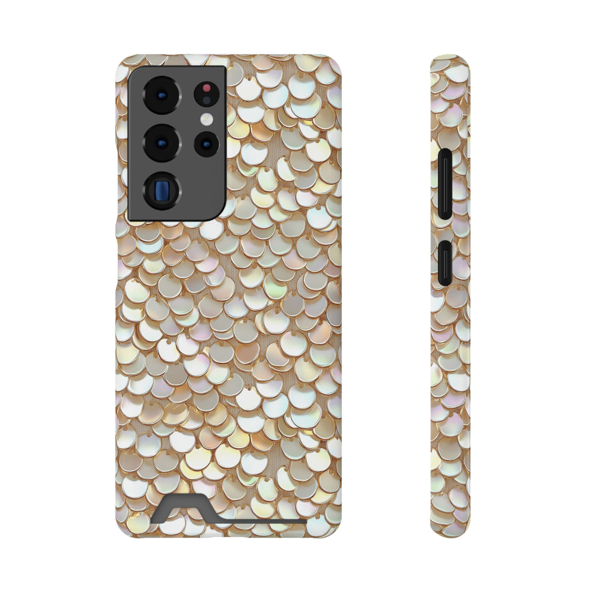 Champagne Sequin phone case with card holder for Samsung Galaxy S22 Plus, glossy finish