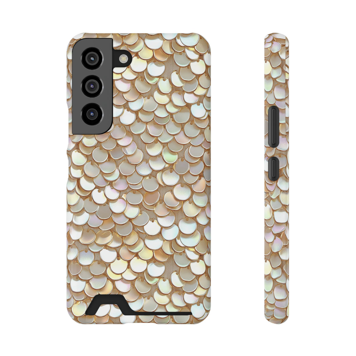 Champagne Sequin phone case with card holder for Samsung Galaxy S22, glossy finish