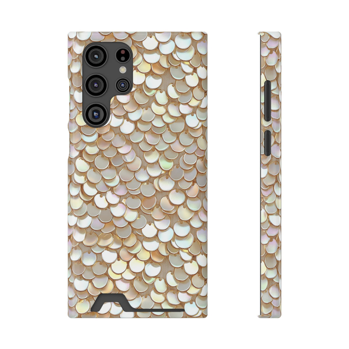 Champagne Sequin phone case with card holder for Samsung Galaxy S22 Ultra, glossy finish