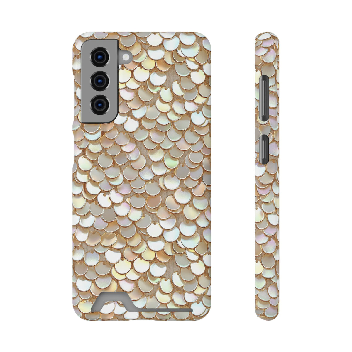Champagne Sequin phone case with card holder for Samsung Galaxy S21, glossy finish