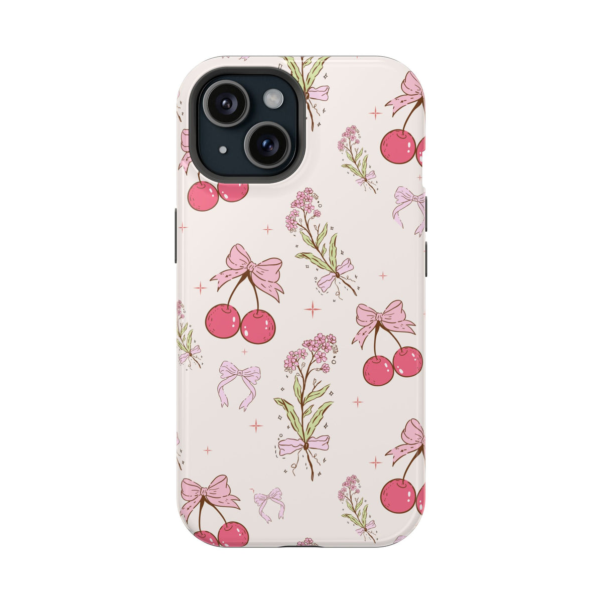 Cherry Bouquet protective phone case for iPhone 15, glossy finish