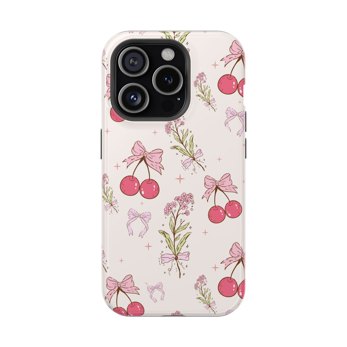 Cherry Bouquet protective phone case for iPhone 15 Pro, glossy finish