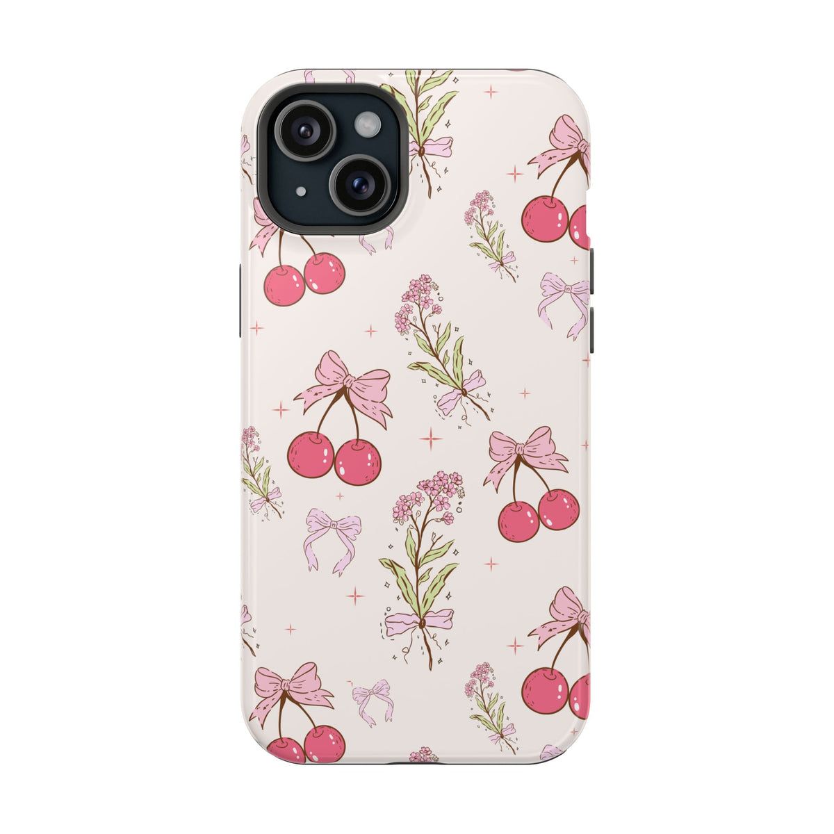 Cherry Bouquet protective phone case for iPhone 15 Plus, glossy finish