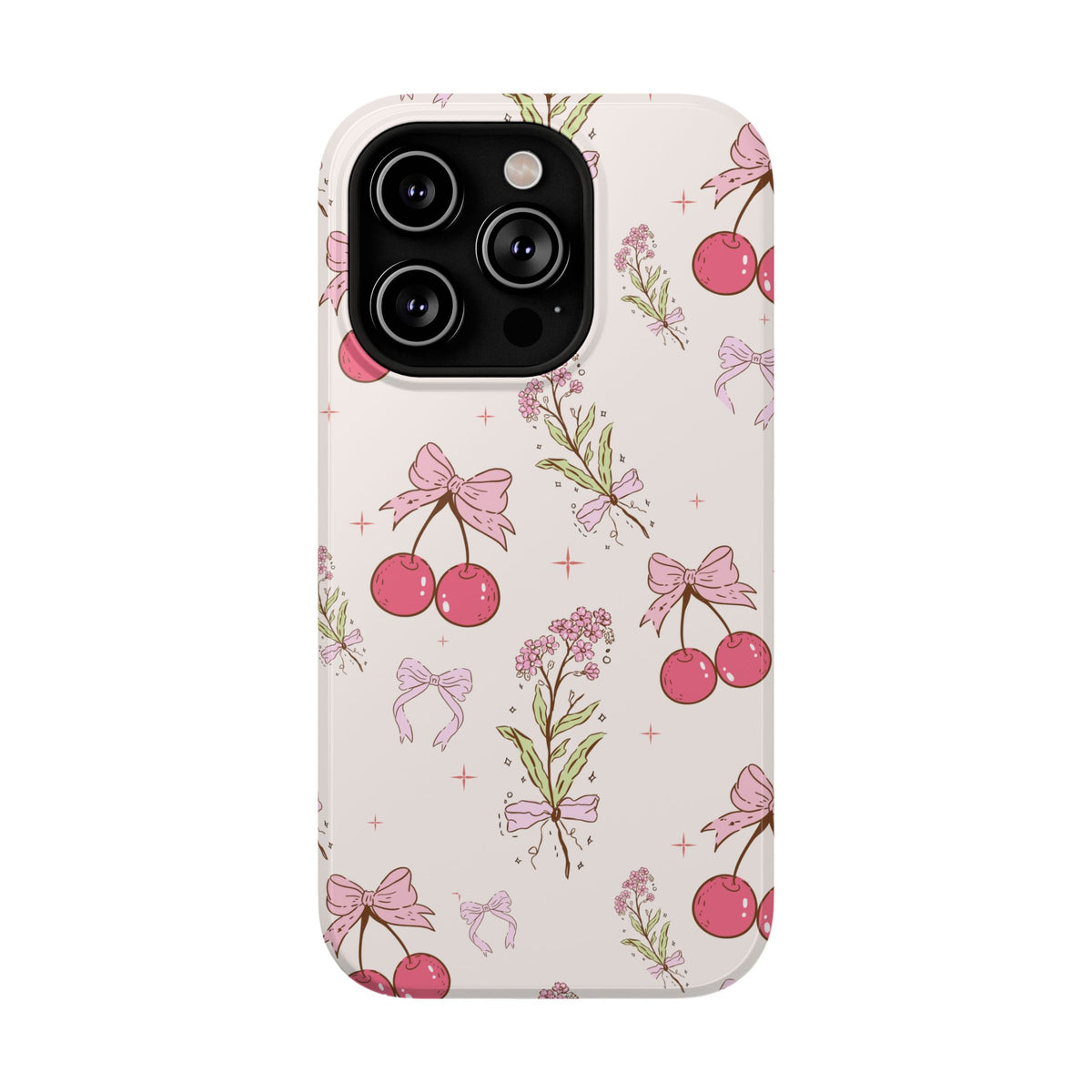 Cherry Bouquet protective phone case for iPhone 14 Pro, glossy finish