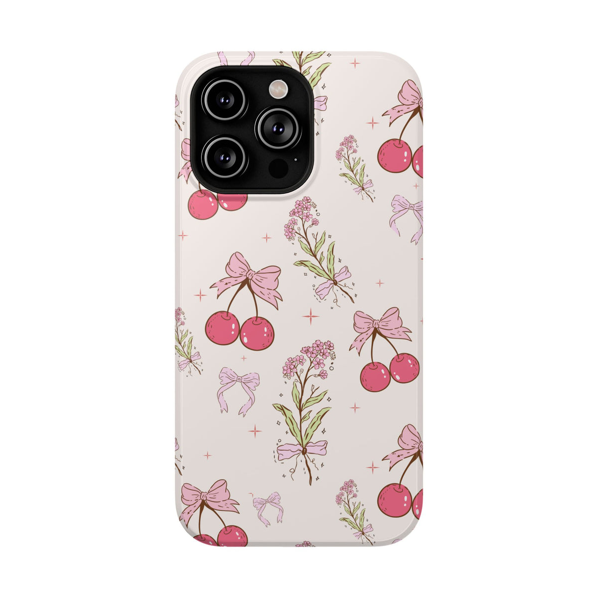 Cherry Bouquet protective phone case for iPhone 14 Pro Max, glossy finish