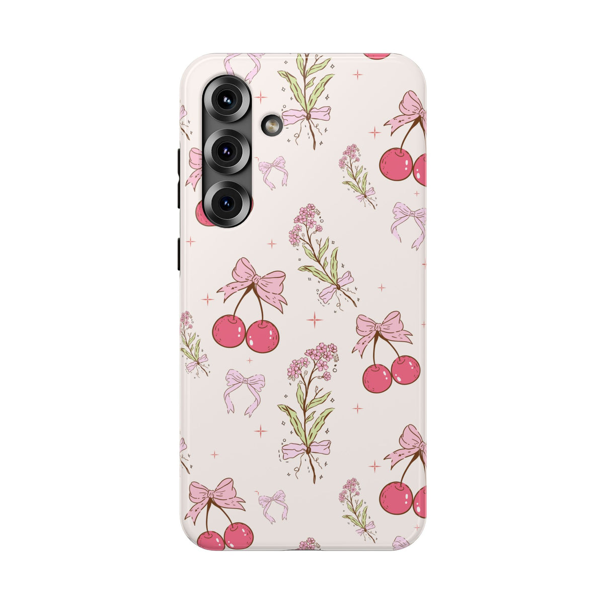 Cherry Bouquet protective phone case for Samsung Galaxy S25 Plus, glossy finish