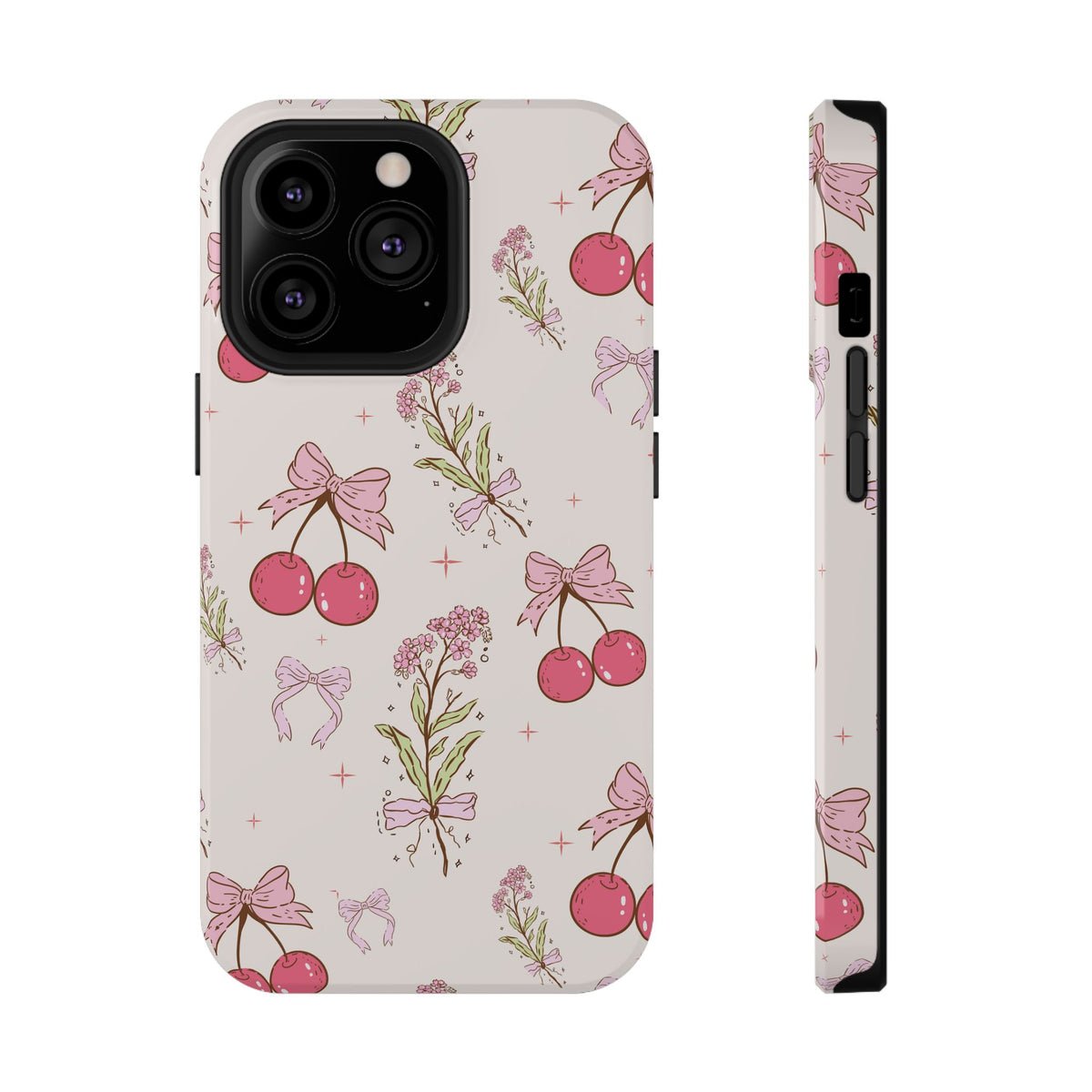 Cherry Bouquet protective phone case for iPhone 13 Pro, glossy finish