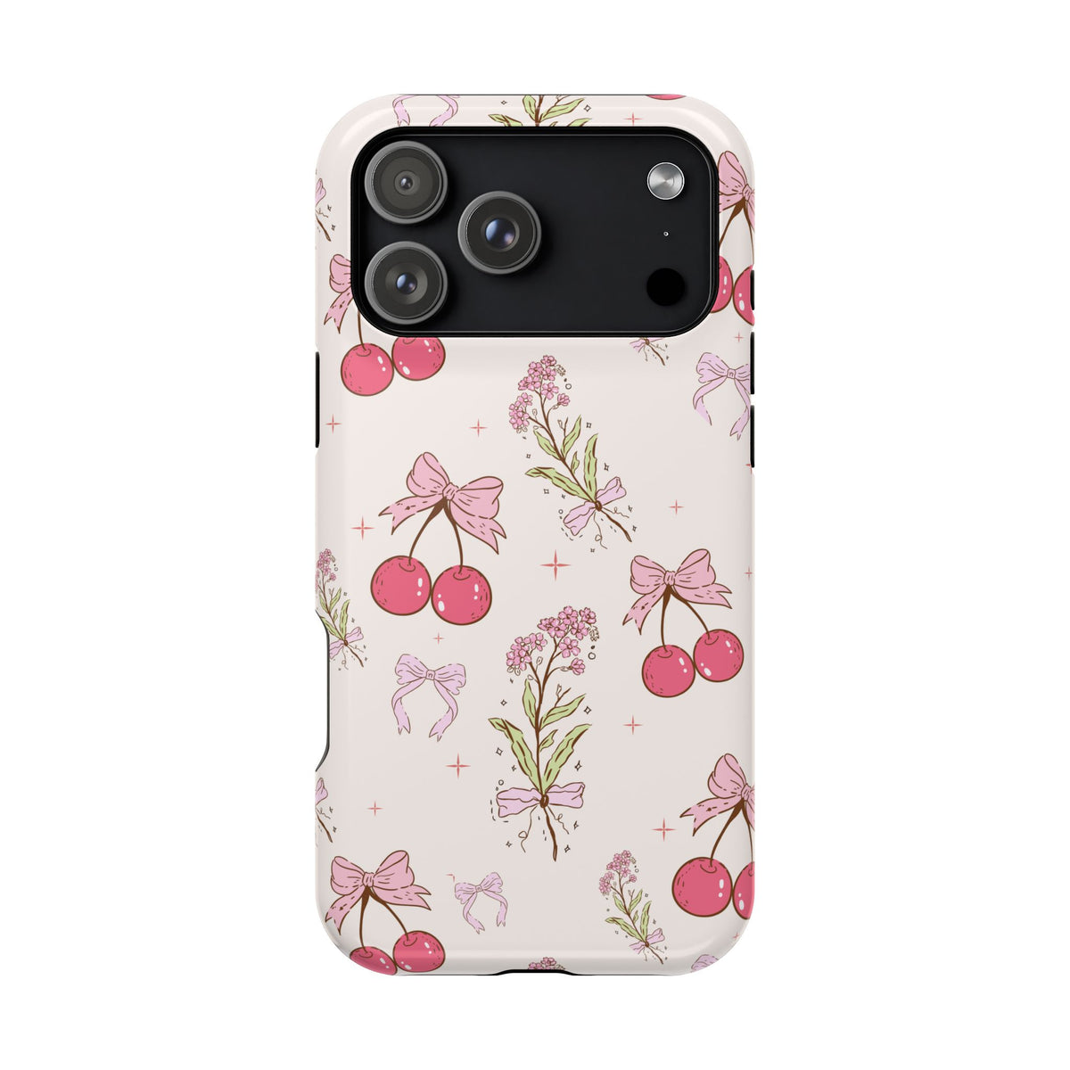 Cherry Bouquet protective phone case for iPhone 18 Pro Max, glossy finish