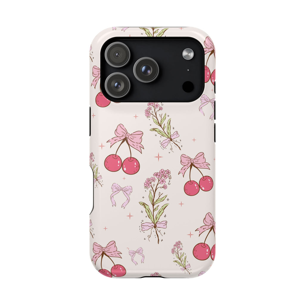 Cherry Bouquet MagSafe case for iPhone 18 Pro, glossy finish