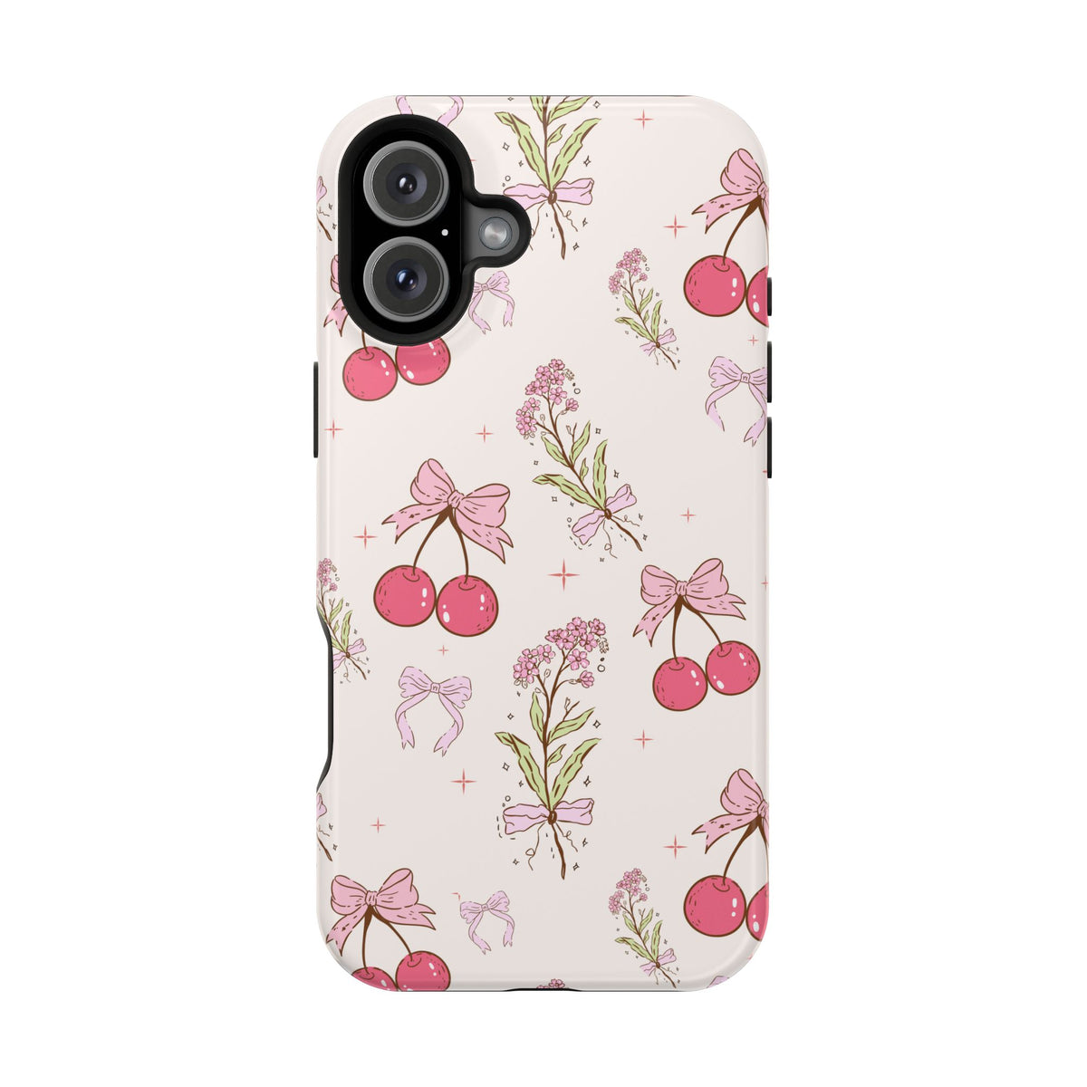 Cherry Bouquet MagSafe case for iPhone 16 Plus, glossy finish