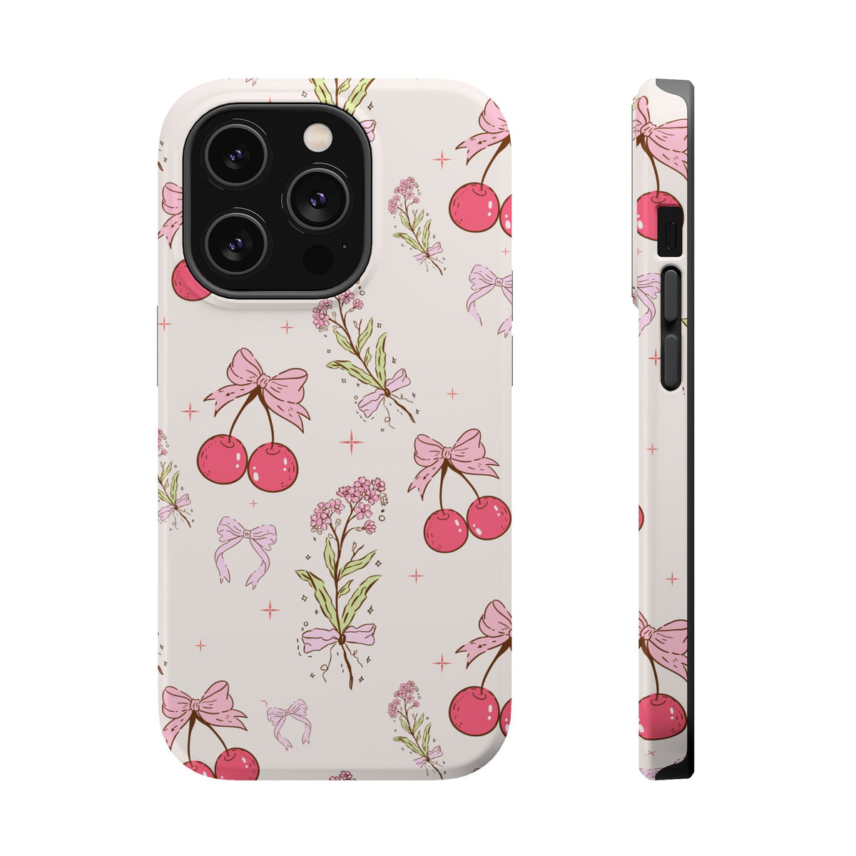 Cherry Bouquet MagSafe case for iPhone 14 Pro, glossy finish