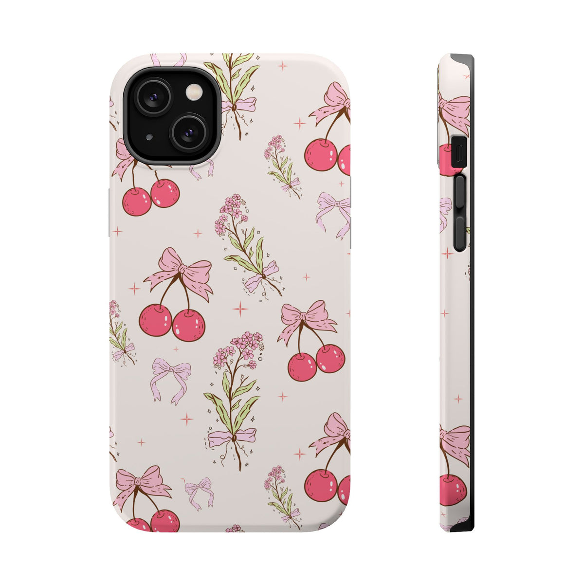 Cherry Bouquet MagSafe case for iPhone 14 Plus, glossy finish