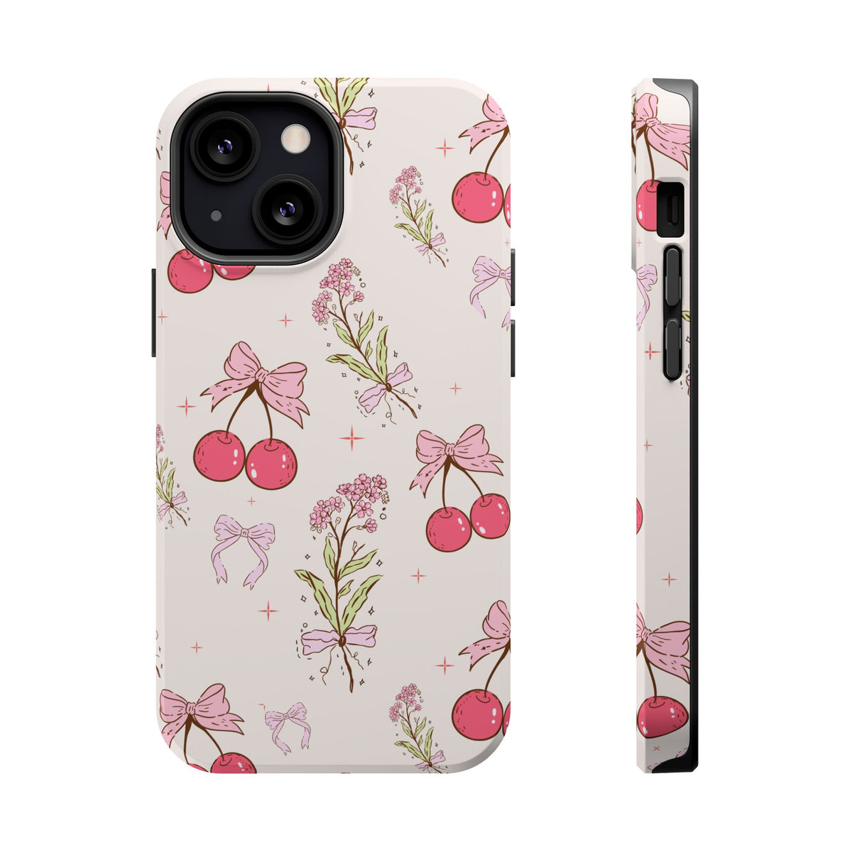 Cherry Bouquet MagSafe case for iPhone 13 Mini, glossy finish