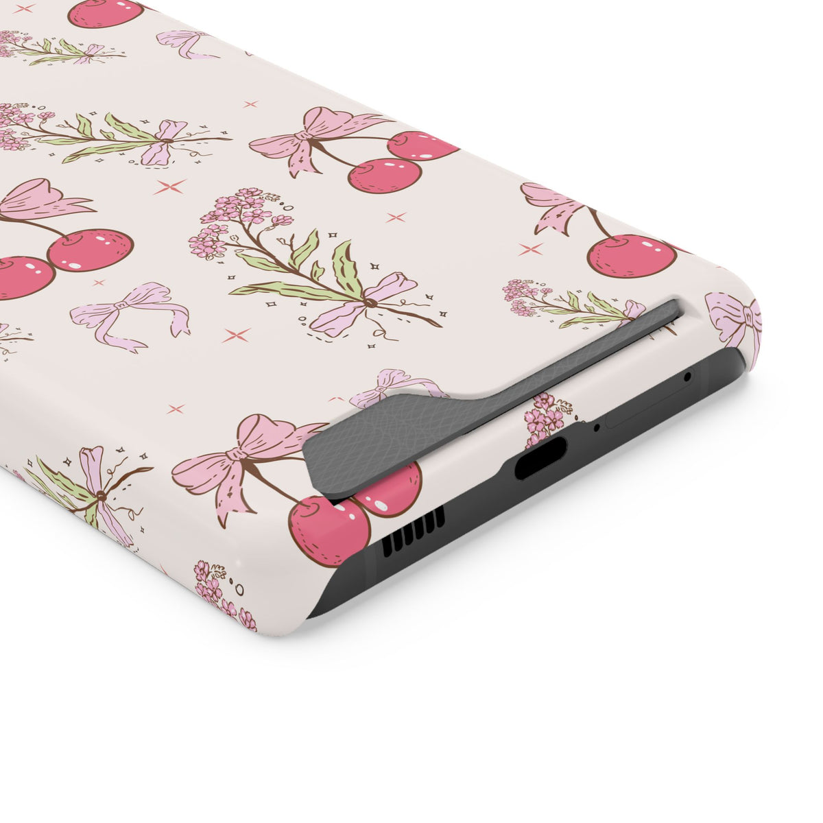 Cherry Bouquet phone case with card holder for Samsung Galaxy S21 Ultra, glossy finish