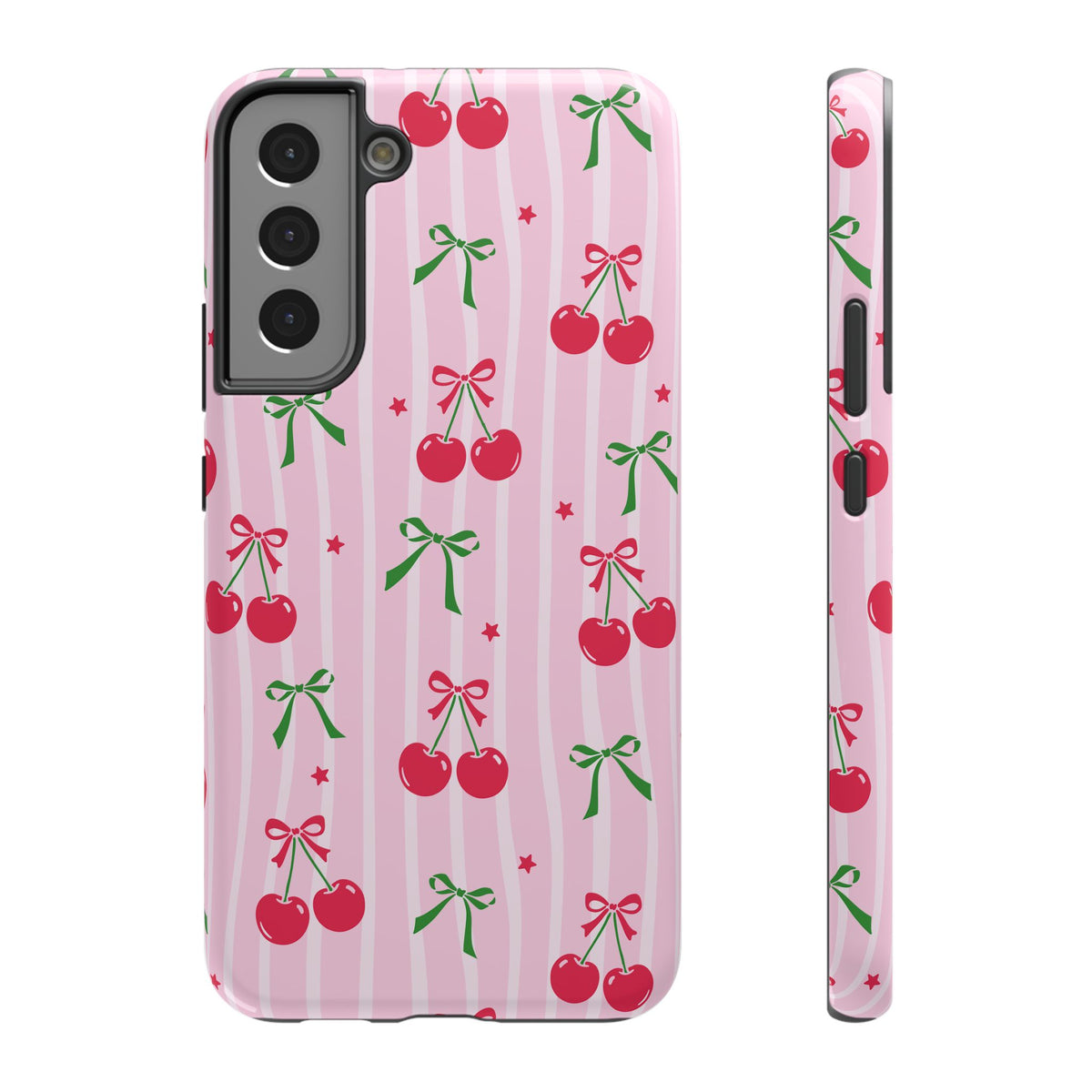 Cherry Bow protective phone case for Samsung Galaxy S22 Plus, glossy finish