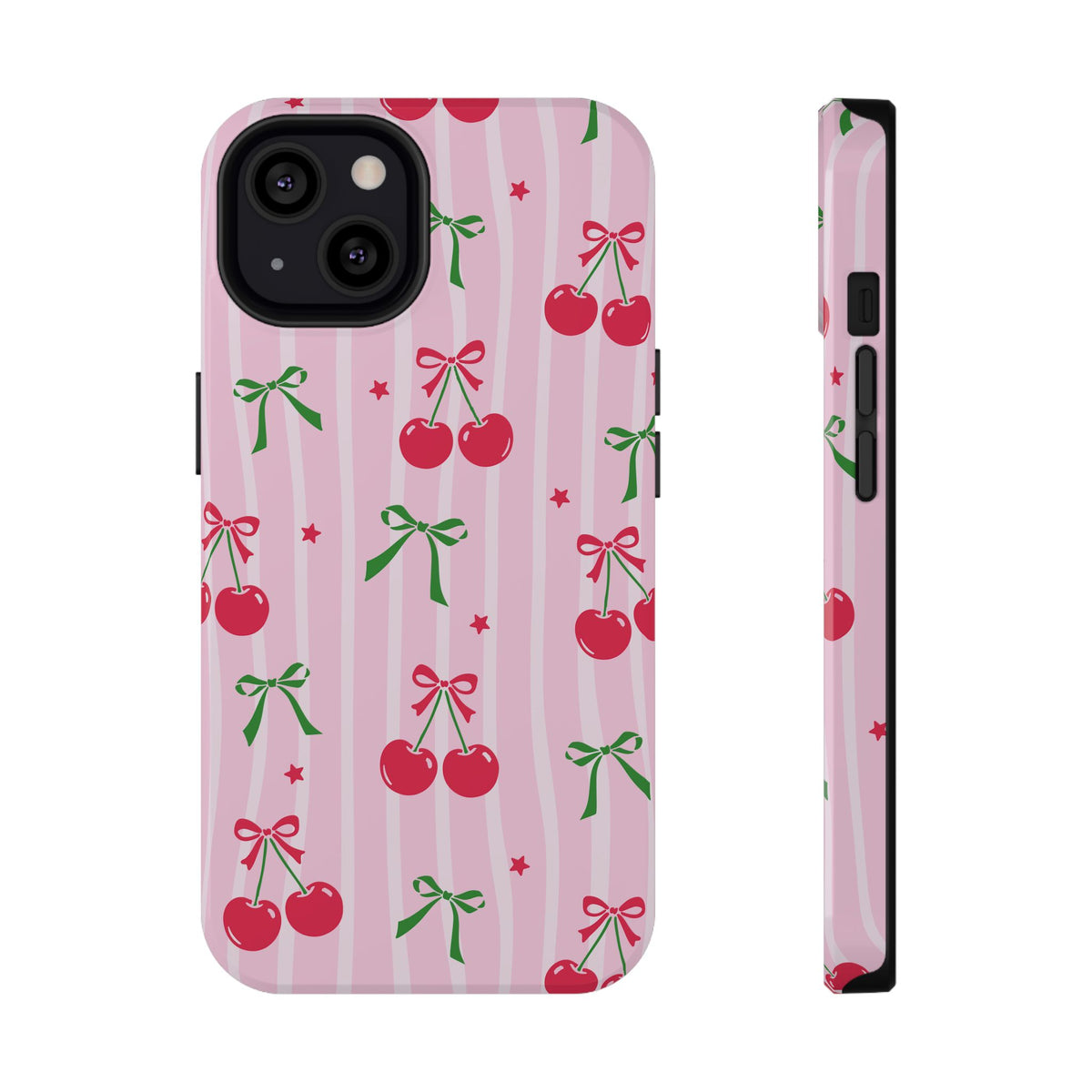 Cherry Bow protective phone case for iPhone 13, glossy finish