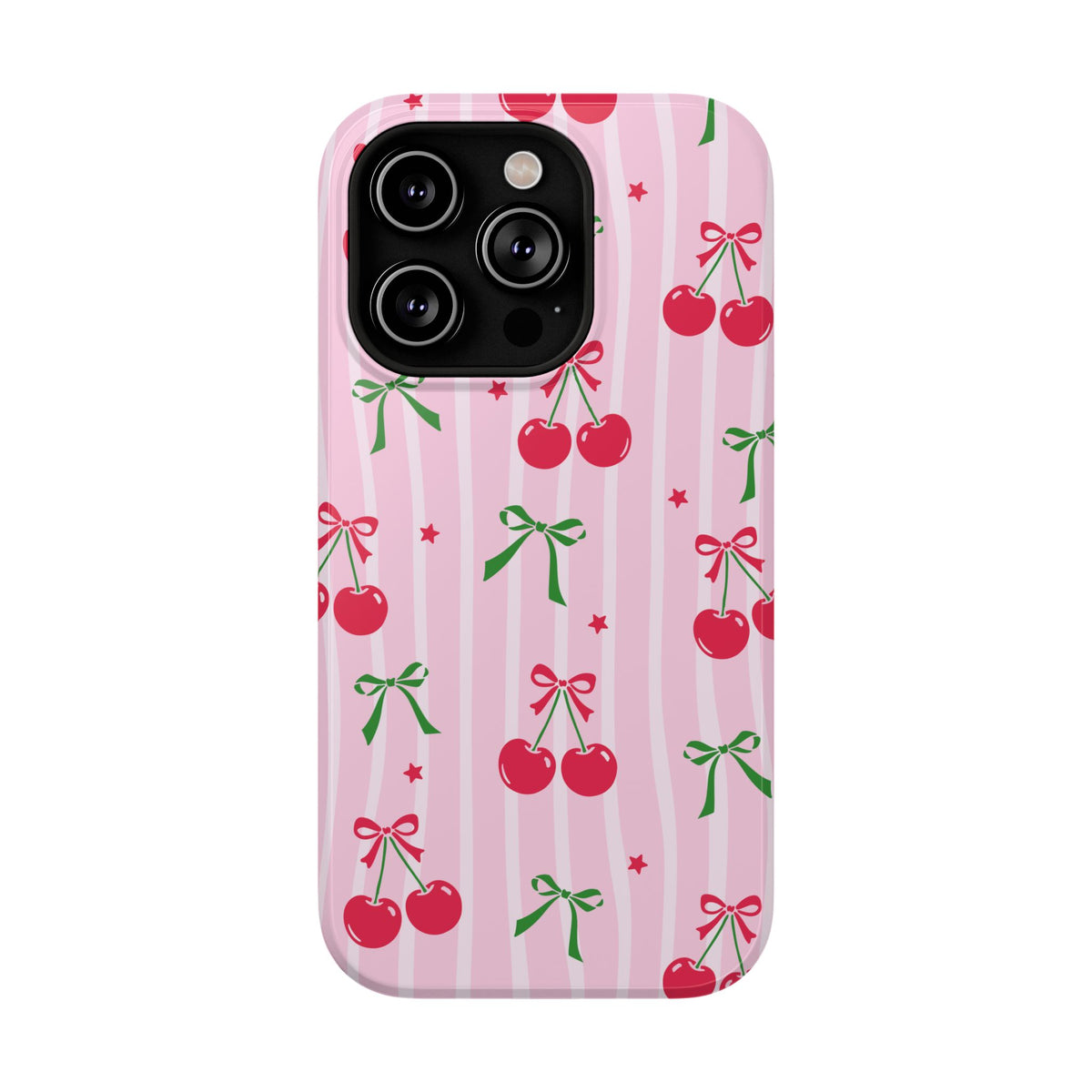 Cherry Bow protective phone case for iPhone 14 Pro, glossy finish