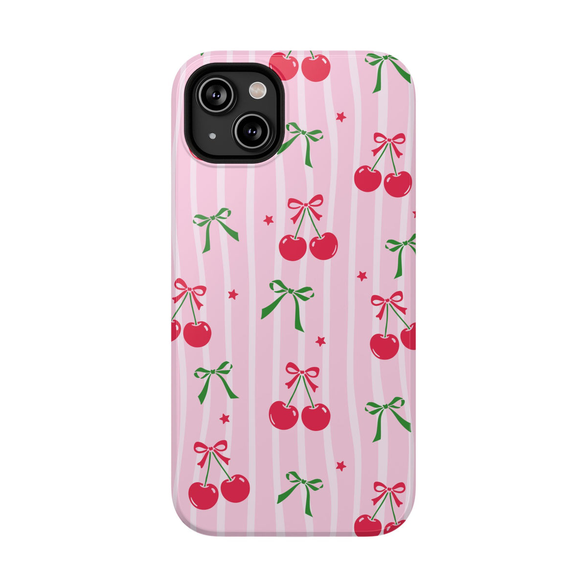 Cherry Bow protective phone case for iPhone 14 Plus, glossy finish