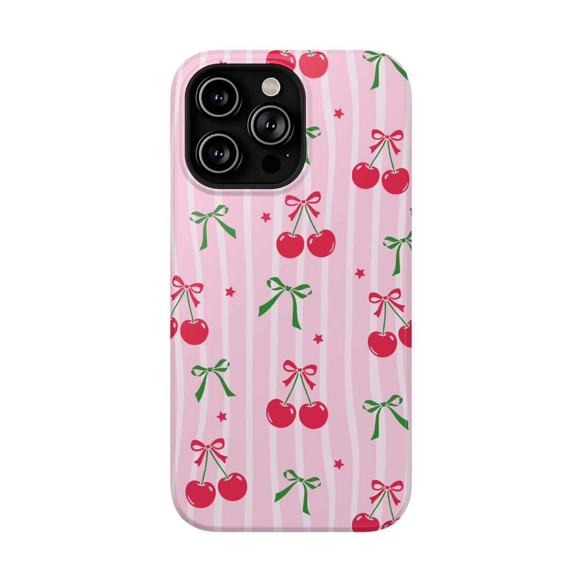 Cherry Bow protective phone case for iPhone 14 Pro Max, glossy finish