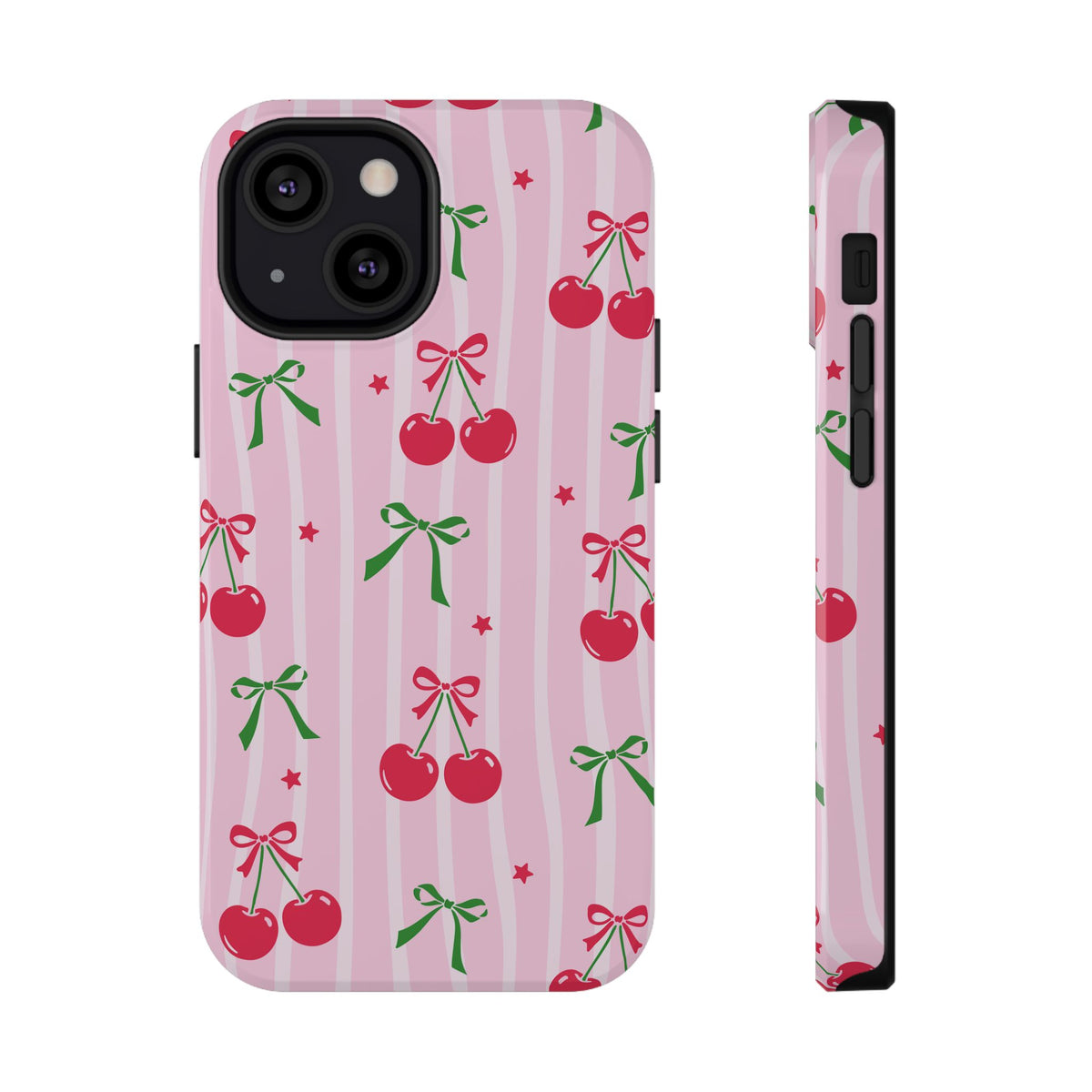 Cherry Bow protective phone case for iPhone 13 Mini, glossy finish