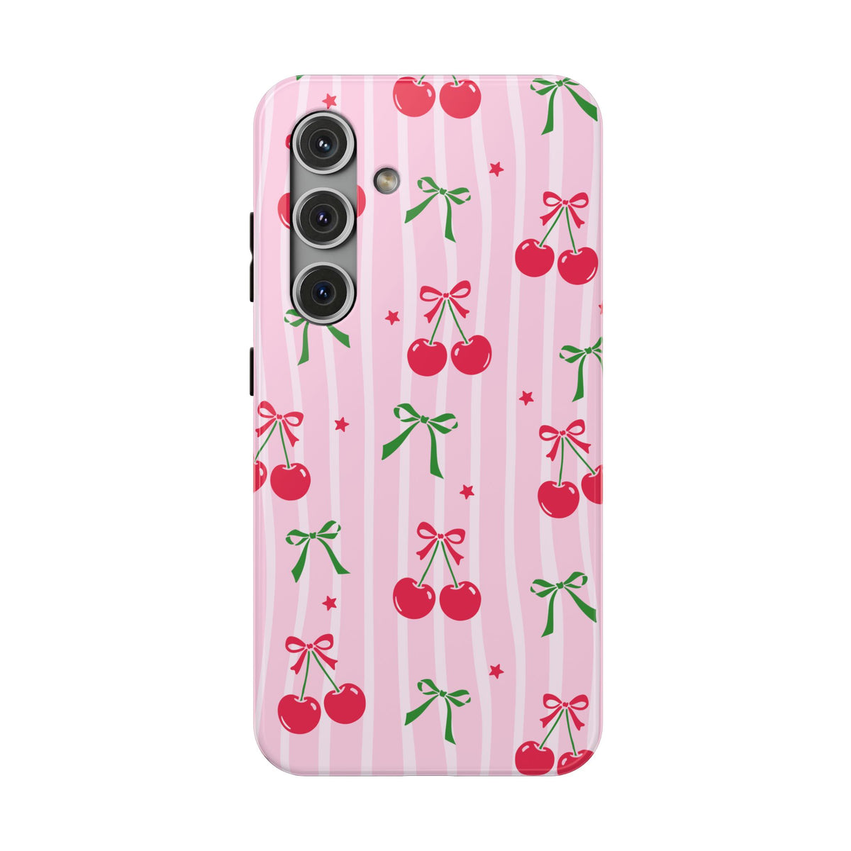 Cherry Bow protective phone case for Samsung Galaxy S24, glossy finish