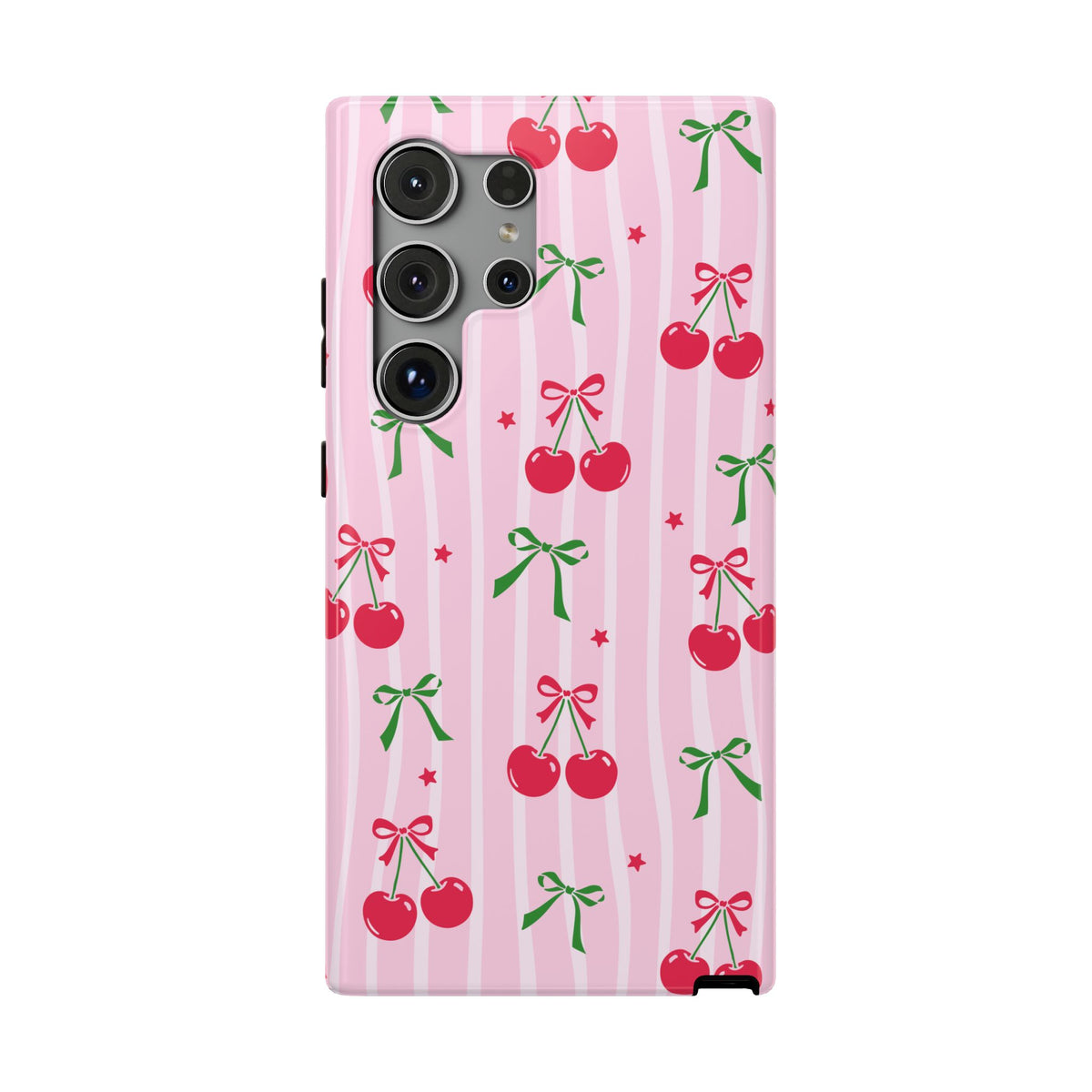 Cherry Bow protective phone case for Samsung Galaxy S24 Ultra, glossy finish