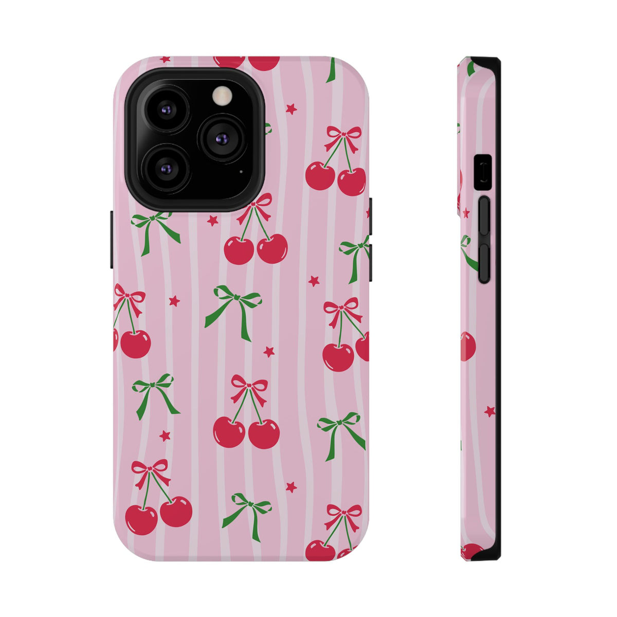 Cherry Bow protective phone case for iPhone 13 Pro, glossy finish