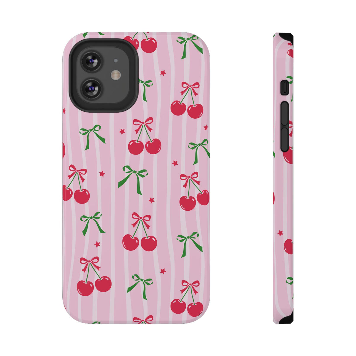 Cherry Bow protective phone case for iPhone 12, glossy finish