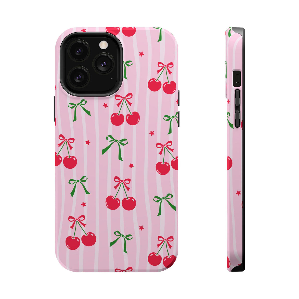 Cherry Bow MagSafe case for iPhone 13 Pro Max, glossy finish